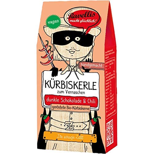 Ravellis Kürbiskerne in dunkler Schokolade mit Chili (80 g) - Bio, Menge:12 Stück von Ravellis