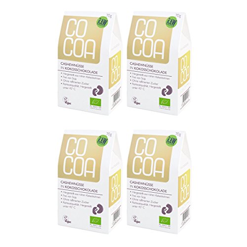 Raw Cocoa Bio Schokonüsse Cashewnüsse in Kokosschokolade, 4 x 70 g von Co coa