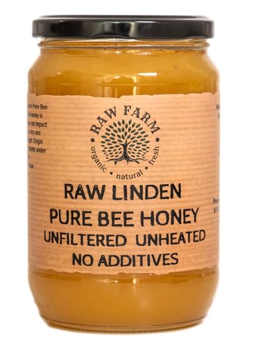 900 g Reiner, Roher Lindenhonig – Ungefiltert, Ungeheizt, Nicht Pasteurisiert, aus einer einzigen Quelle, direkt aus den eigenen Bienenstöcken von RAW FARM. von Raw Farm Organic Natural Fresh