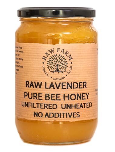 900 g Reiner, Roher Lavendel Honig 100% Natürlichen – Ungefiltert, Ungeheizt, Nicht Pasteurisiert, direkt aus dem Bienenstock, Europäisches Produkt von Raw Farm Organic Natural Fresh