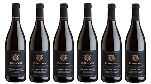 6x 0,75l - 2021er - Re Manfredi - Manfredi Rosso - Taglio del Tralcio - Aglianico del Vulture D.O.P. - Basilicata - Italien - Rotwein trocken von Re Manfredi