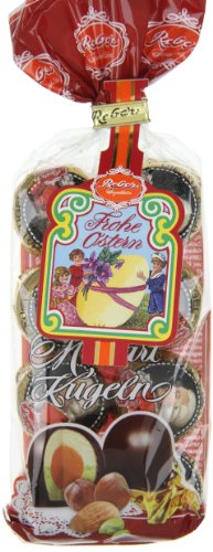 Reber, Mozart-Kugeln, 3x8er Osterntüte, Mozart-Kugeln aus Alpenmilch- und Zartbitter-Schokolade, Gefüllt mit Pistazien-Marzipan, Mandeln und Haselnuss-Nougat, 3x160g (Mozart-Kugeln) von Reber