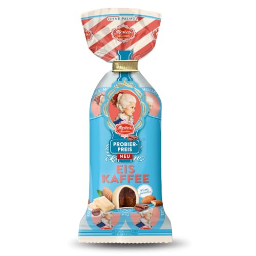 Reber Eiskaffee Constanze Mozart-Kugeln Tüte, 8er Packung, Mozart-Kugeln aus Weiße Schokolade mit Mokka Marzipan, Gefüllt mit Pistazien, Marzipan, Mandeln, Haselnuss-Nougat, 160g (8 Mozart-Kugeln) von Reber