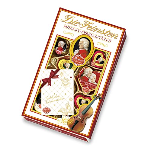 Reber Mozart Spezialitäten Die Feinsten, Weihnachts-Edition, Mozart-Kugeln, Constanze-Kugeln, Pastete, Mozart Herz'l, Ideales Weihnachtspräsent, 12er-Packung von Reber