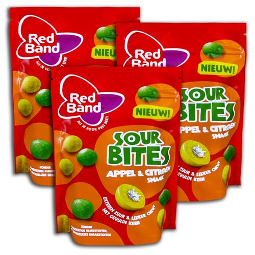 3 er Pack Red Band Sour Bites Appel & Citroen 3 x 145g saure Kaubonbons von Red Band