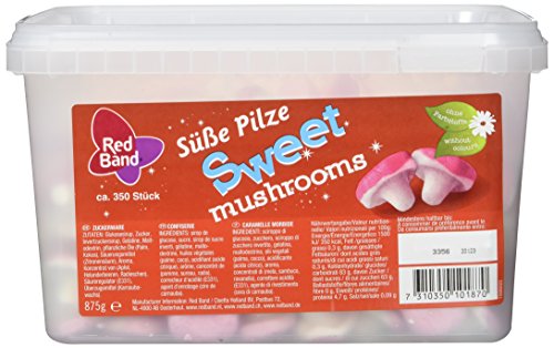 Red Band Süße Pilze - Großpackung: 350 Stück (Total: 875 g) - Niedliche Pilze - Süßigkeiten aus Schaumzucker mit Süßem Erdbeergeschmack - Holländische Qualität - Süßigkeiten von Red Band