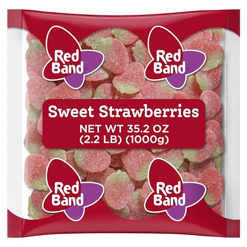 Red Band Sweet Strawberries Gummies – Erdbeergeschmack – Fruchtbonbons – zuckerbeschichtet – Candy Bulk – Kaugummi-Süßigkeiten – holländische Lebensmittel – 1 kg Beutel (1 kg) von Red Band