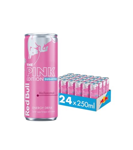 24x Red Bull Energy Drink Hallonsmak Sugarfree (24 x 250ml) - Erfrischender Himbeer-Geschmack - Schwedische Pink Edition - Exklusiv und Nicht in DACH - Region erhältlich! von Red Bull