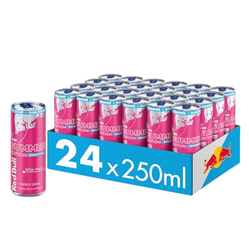 NEU: Red Bull Energy Drink Summer Edition White Peach Sugarfree - 24er Palette Dosen - Getränke mit White Peach Geschmack, EINWEG (24 x 250 ml) von Red Bull