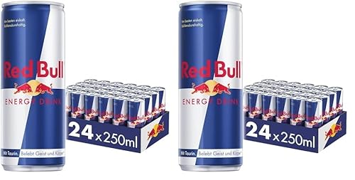 Red Bull Energy Drink, 24 x 250 ml, Dosen Getränke 24er Palette, OHNE PFAND (Packung mit 2) von Red Bull