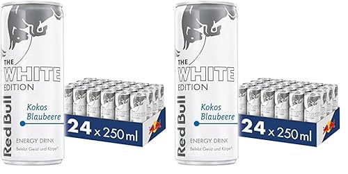 Red Bull Energy Drink, Kokos Blaubeere, White Edition, 24 x 250 ml, Dosen Getränke 24er Palette, OHNE PFAND (Packung mit 2) von Red Bull