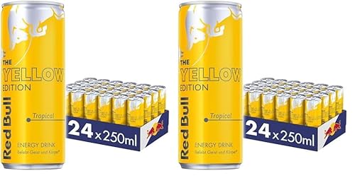 Red Bull Energy Drink, Tropical, Yellow Edition, 24 x 250 ml, Dosen Getränke 24er Palette, OHNE PFAND (Packung mit 2) von Red Bull