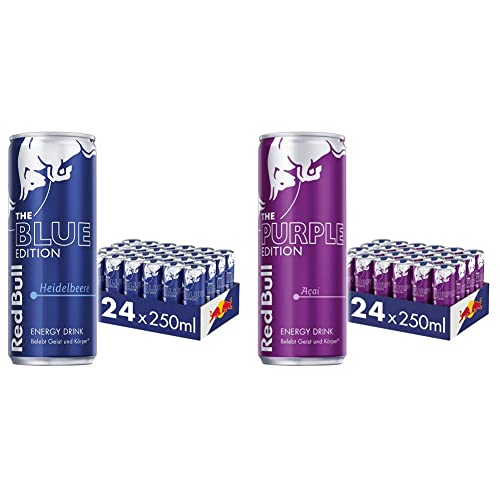 Red Bull Energy Drink Blue Edition Getränke, Heidelbeere, 24 x 250ml (EINWEG) & Energy Drink Purple Edition - 24er Palette Dosen - Getränke mit Acai-Beere-Geschmack, EINWEG (24 x 250 ml) von Red Bull