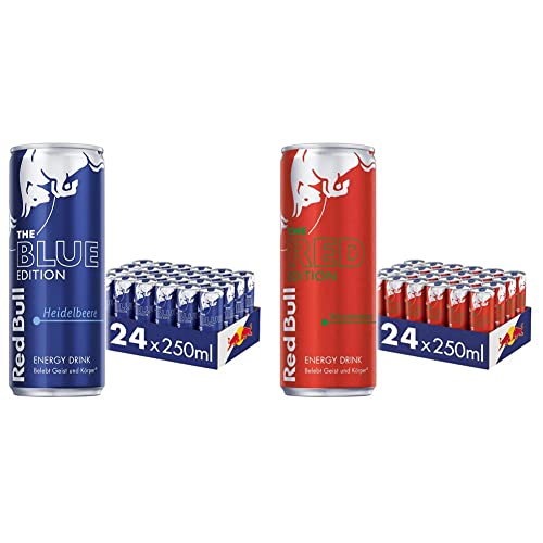 Red Bull Energy Drink Blue Edition Getränke, Heidelbeere, 24 x 250ml (EINWEG) & Energy Drink Red Edition - 24er Palette Dosen - Getränke mit Wassermelone-Geschmack, EINWEG (24 x 250 ml) von Red Bull