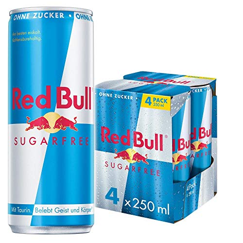 Red Bull Energy Drink Sugarfree Dosen Getränke Zuckerfrei EINWEG (4 x 250 ml) von Red Bull