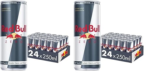 Red Bull Energy Drink Zero Calories, Zuckerfrei, 24 x 250 ml, Dosen Getränke 24er Palette, OHNE PFAND (Packung mit 2) von Red Bull