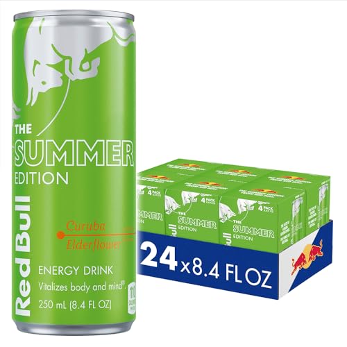 Red Bull Summer Edition Energy Drink, Curuba Holunderblume, nur begrenzte Zeit, mit 80 mg Koffein plus Taurin & B-Vitaminen, 8,4 Fl Oz, 6 Packungen mit je 4 Dosen (24 Stück) von Red Bull