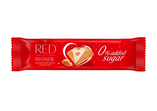 RED Riegel Blonde karamellisierte weiße Schokolade ohne Zuckerzusatz, 26g von Red delight