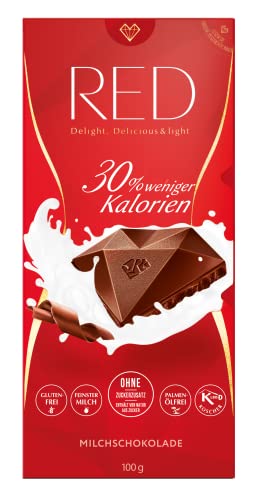 RED Milchschoklade ohne Zuckerzusatz -gesüßt mit Maltit- kalorienreduzierte Vollmilchschokolade (100g) von Red delight