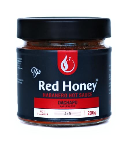 Red Honey Chili Sauce [200ml] - DIE LECKERSTE SCHÄRFE FÜR JEDES GERICHT! Die handgemachte, frische und fruchtige Hot Sauce aus Habaneros und Honig. Das Original aus der DACHAPU Manufaktur von Red Honey