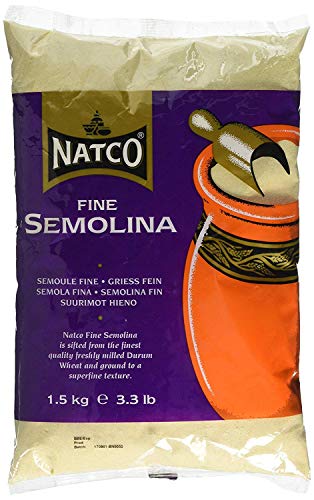 Natco Grieß feines Backkornmehl gesiebt aus feinster Qualität frisch gemahlenen Durum Weizen für Pudding, Pasta und viele indische Gerichte – 1,5 kg Beutel von Red Rickshaw