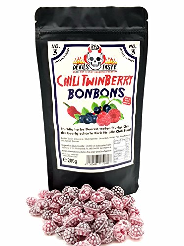 Chili TwinBerry Bonbon - Blaubeere und Himbeere scharf 200gr im Zip Beutel (BliBerry) von RED DEVILS TASTE