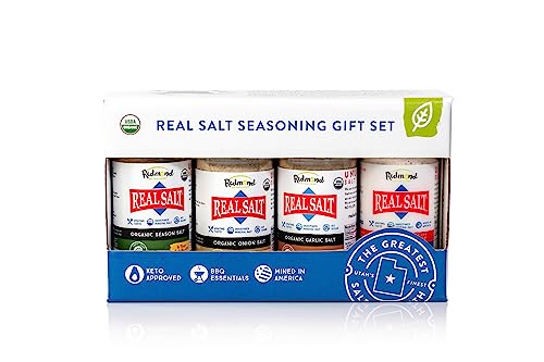 REDMOND Real Salt + Real Salt Seasoning Geschenke Set 4 x113g Streuer - natürliches Speisesalz und leckere Gewürzsalze in einem Set, aus altem Ur-Meer in Utah, reich an Mineralien von Redmond