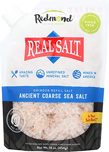 REDMOND Real Salt COARSE Salz, 454g Nachfüllbeutel - natürliches Speisesalz mit grober Körnung aus einem alten Ur-Meer in Utah, reich an Mineralien von Redmond