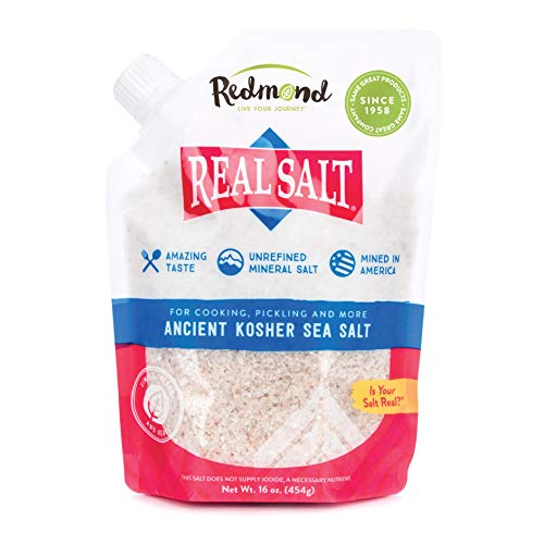 REDMOND Real Salt KOSHER Salz, 454g Nachfüllbeutel - natürliches Speisesalz mit etwas größerer Körnung aus einem alten Ur-Meer in Utah, reich an Mineralien von Redmond