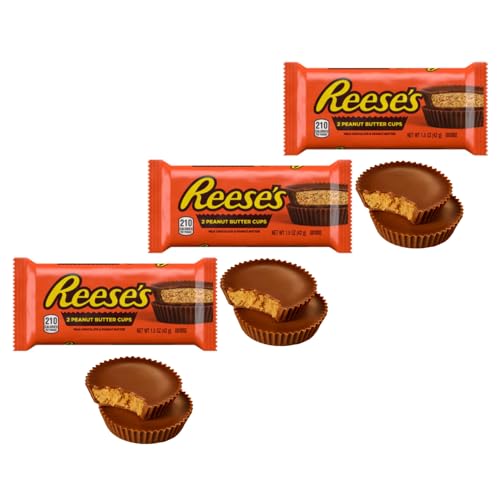 Reese's® | Snack gefüllt mit Erdnusscreme umhüllt von Milchschokolade - 3 x 42 Gr | Protein-Erdnusscreme und Milchschokolade von Reese's