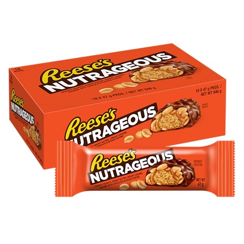 Reese's Peanut Butter Nutrageous - Schoko-Erdnussbutter-Süßigkeitenriegel: 18 Stück (18 x 47 g) von Reese's