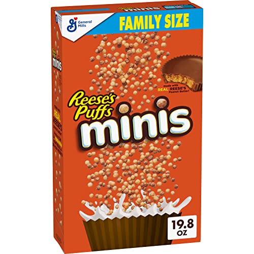 Reese's Puffs Minis Frühstücksmüsli, Schokoladen-Erdnussbutter-Müsli, Familiengröße, 560 ml von Reese's Puffs