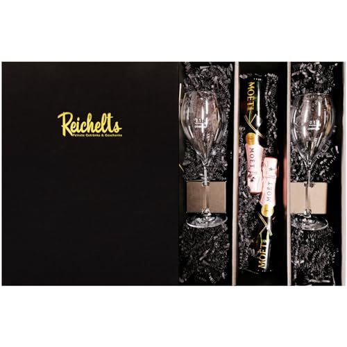 2 x Moet & Chandon Imperial Rose Champagner mini 0,2 l 12% + 2 x Reichelts Champagnerglas als Geschenkset in Präsentbox by Reichelts | Das ideale Geschenk für Geburtstag, Hochzeit oder Einladung von Reichelts