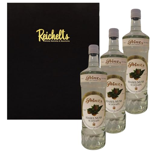 3 x Prinz Haselnuss Schnaps 1 l 40% als Geschenkset mit Präsentbox by Reichelts von Reichelts