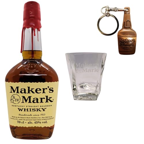 Maker's Mark Kentucky Straight Bourbon Whisky 0,7 l 45% + 1 x original Maker's Mark Glas + 1 x original Marker`s Mark Schlüsselanhänger by Reichelts von Reichelts