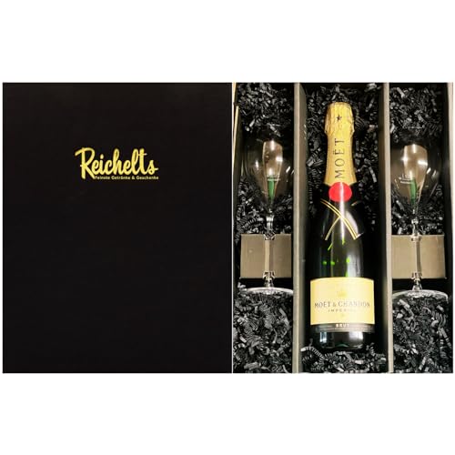 Moet & Chandon Imperial Brut Champagner 0,75 l 12% + 2 x Reichelts Champagnerglas als Geschenkset in Präsentbox by Reichelts | Das ideale Geschenk für Geburtstag, Hochzeit oder Einladung von Reichelts