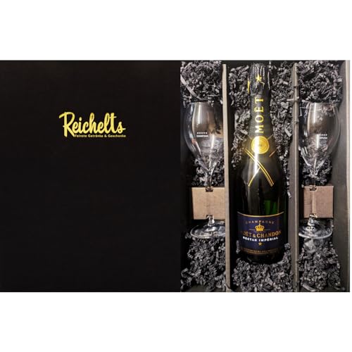 Moet & Chandon Nectar Imperial Champagner 0,75 l 12% + 2 x Reichelts Champagnerglas als Geschenkset in Präsentbox by Reichelts von Reichelts