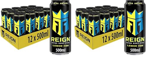 Reign Lemon - koffeinhaltiger Energy Drink mit Zitronen-Geschmack - ohne Zucker, ohne Kalorien und ohne Farbstoffe - in praktischen Einweg Dosen (12 x 500 ml) (Packung mit 2) von Reign