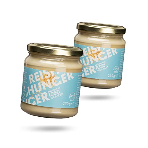 REISHUNGER BIO Tahini, 500g (2x250g) - Vegan & Glutenfrei - Cremige Sesampaste aus 100% Sesamsamen - Ideal für Hummus, Marinaden & Dips von Reishunger