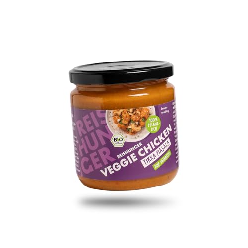 REISHUNGER Bio Veggie Chicken Tikka Masala, 1 x 380 g - Vegane Proteinquelle in Bio-Qualität - Würzig-pikantes Tikka Masala mit Veggie Chunks von Reishunger