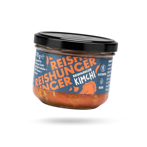 REISHUNGER Kimchi, 170 g - Vegan & Glutenfrei - fertiges Kimchi aus fermentierten Chinakohl - perfekt zu Gerichten der koreanischen Küche von Reishunger