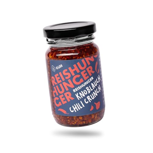 REISHUNGER Knoblauch Chili Crunch, 115 g - fertiges Crispy Chili Öl aus Knoblauchflocken, mild-scharfem Chili und würzigen Zwiebeln von Reishunger