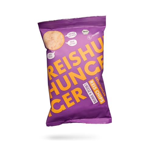 REISHUNGER Knusprige BIO Reis Chips »Cheese & Onion« aus Vollkorn Reis (4 x 50 g) - Vegan & Glutenfrei - In vielen Sorten und Größen verfügbar von Reishunger