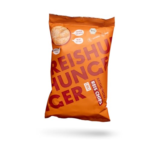 REISHUNGER Knusprige BIO Reis Chips »Chili« aus Vollkorn Reis (4 x 50 g) - Vegan & Glutenfrei - In vielen Sorten und Größen verfügbar von Reishunger