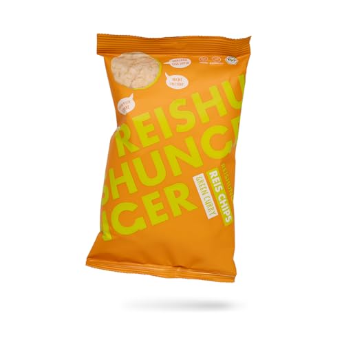 REISHUNGER Knusprige BIO Reis Chips »Green Curry« aus BIO Vollkorn Reis (8 x 50 g) - Vegan & Glutenfrei - In vielen Sorten und Größen verfügbar von Reishunger