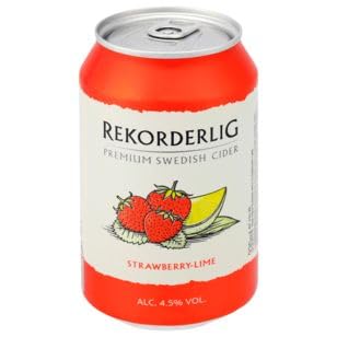 Rekorderlig Premium Swedish Cider Strawberry Lime 4.5% vol., 24er Pack (24 x 0.33 l) EINWEG von Rekorderlig