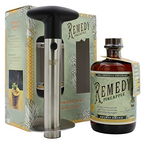 Remedy Pineapple | Geschenkset mit Ananasschneider | Auf Basis 3 karibischer Rums | mit natürlicher Essenz aus der Ananas sowie einem Hauch Vanille | The Tropical Treasure | 40% Vol. | 700ml von Remedy Rum