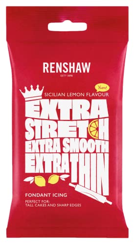 Renshaw Extra Fondant White Sicilian Lemon Flavour - Extra Elastisches Rollfondant mit Vanillegeschmack, Perfekt zum Einkleiden von Kuchen Torten - Weiß mit Sizilianischem Zitronenge - 1 kg von Renshaw