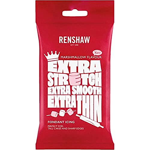 Renshaw Rolfondant Extra White Marshmallow Flavour 1kg - Extra Elastisches Rollfondant mit Marshmallowgeschmack, Perfekt zum Einkleiden von Kuchen Torten - Weiß - 1 kg von Renshaw