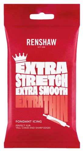 Renshaw Extra Fondant Red 1kg - Extra Elastisches Rollfondant mit Vanillegeschmack, Perfekt zum Einkleiden von Kuchen Torten - Rot - 1 kg von Renshaw